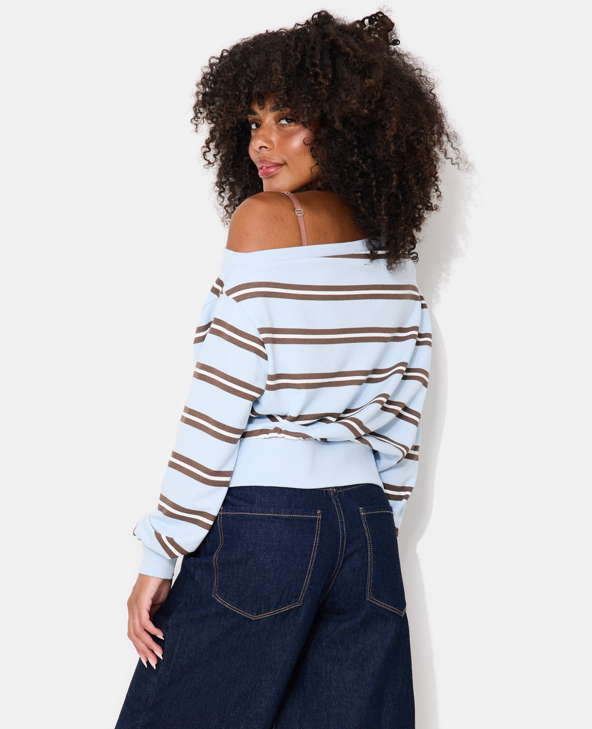 Sweat asymétrique rayé col danseuse