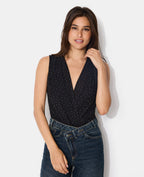 Body sans manches en voile avec strass