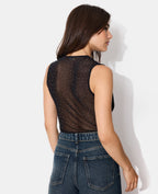 Body sans manches en voile avec strass