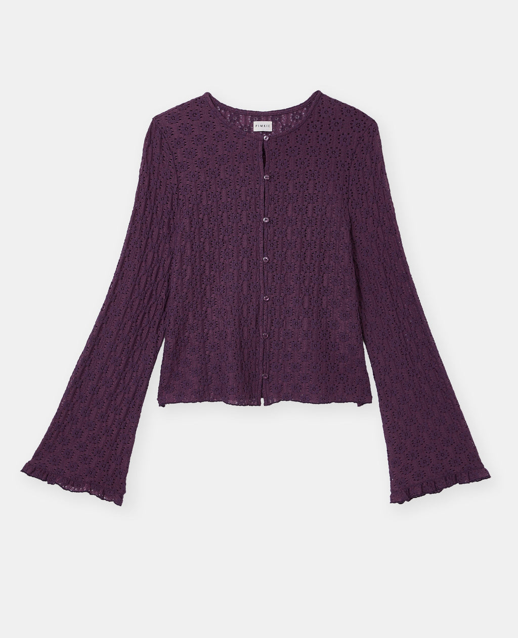 Top en dentelle avec manches flare et boutons