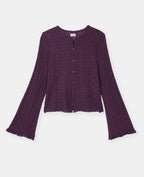 Top en dentelle avec manches flare et boutons