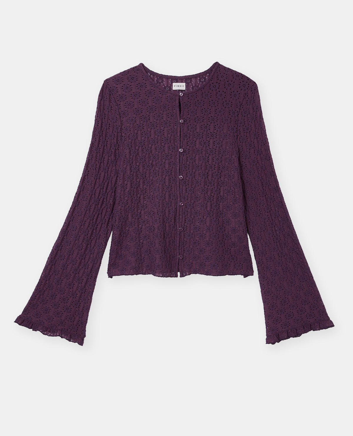 Top en dentelle avec manches flare et boutons