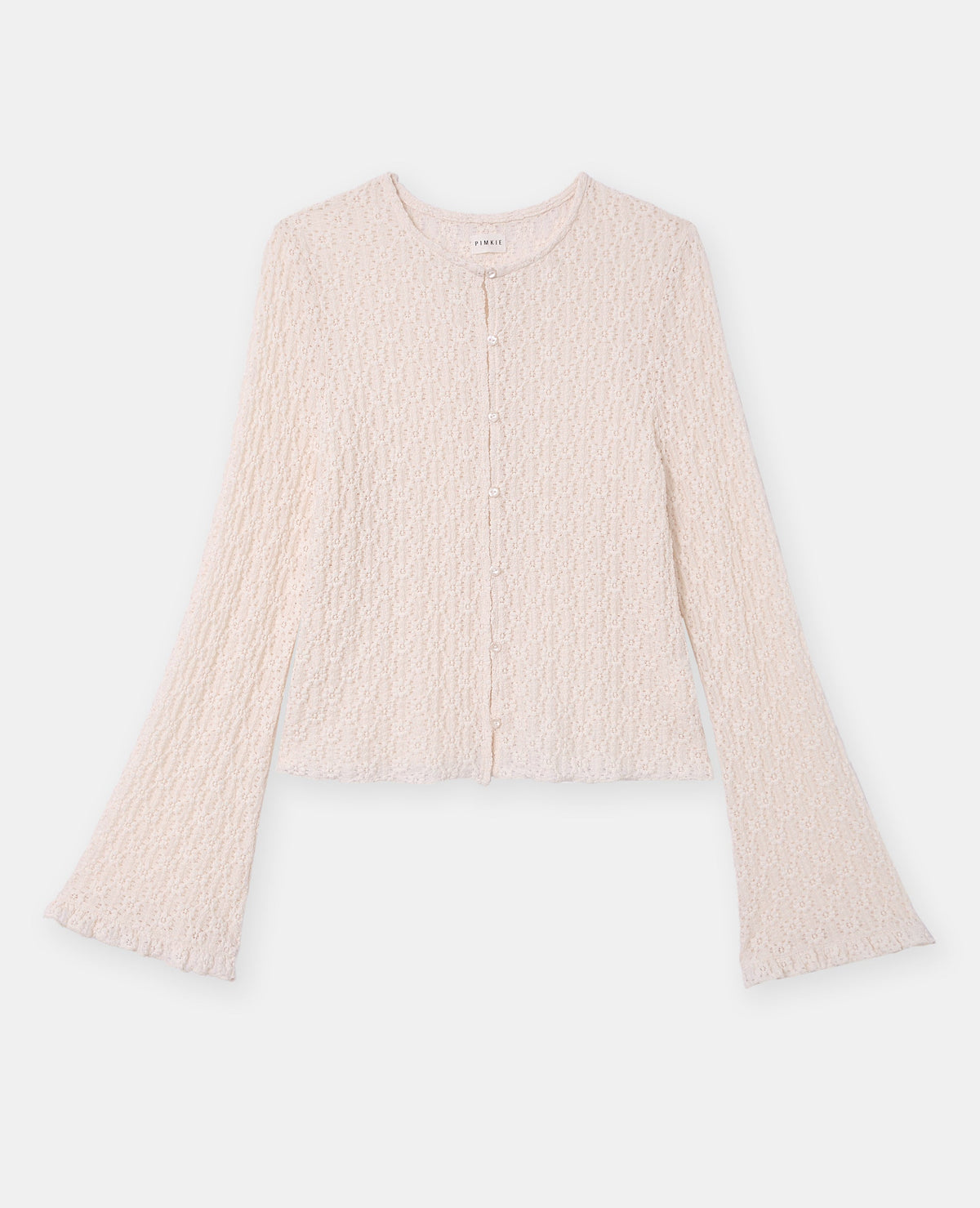 Top en dentelle avec manches flare et boutons