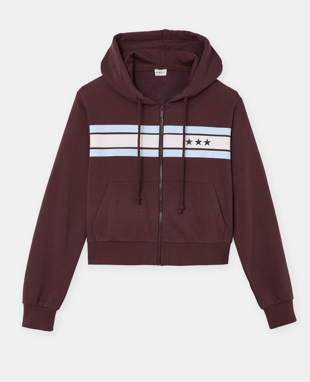 Sweat zippé capuche avec bandes et étoiles