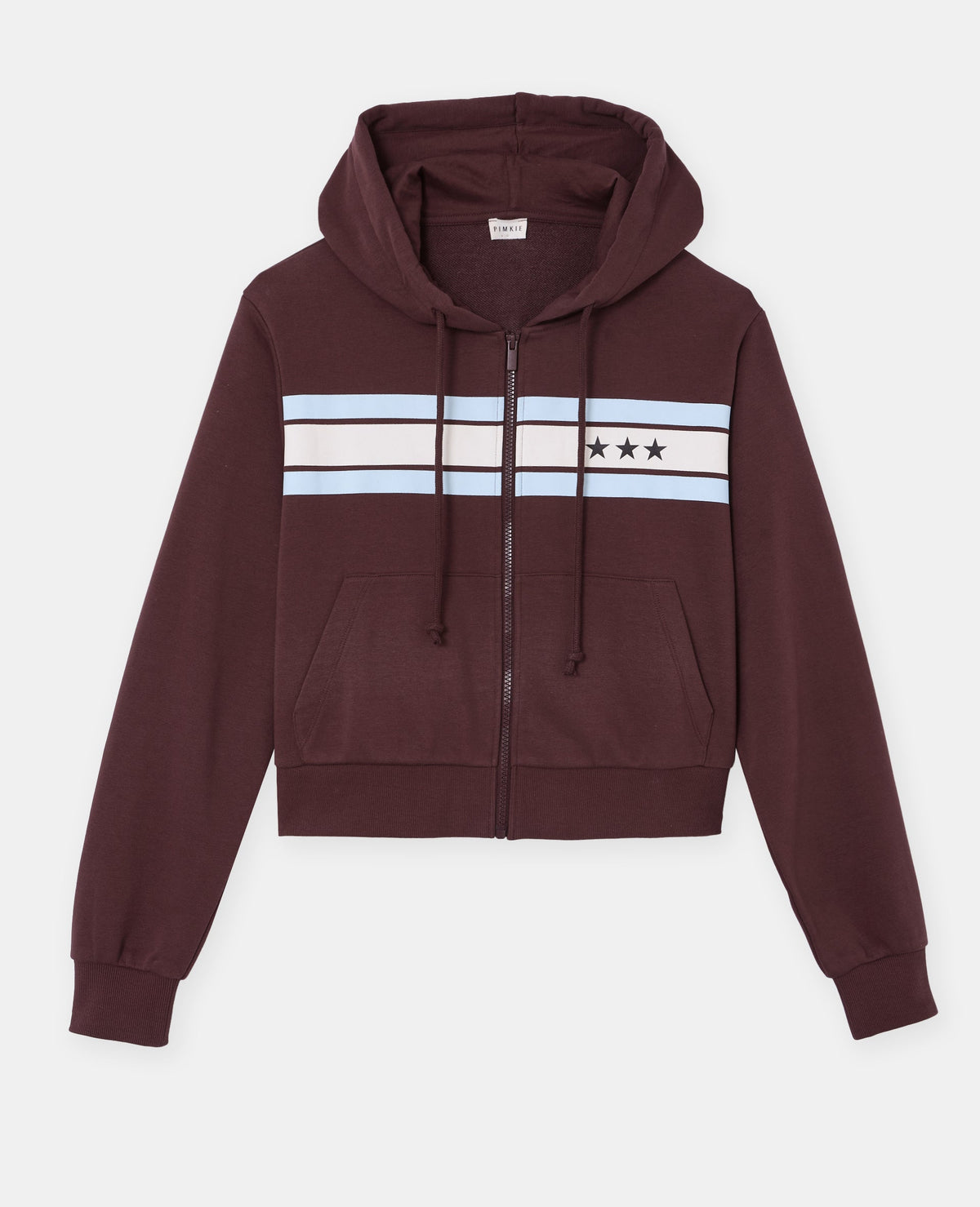 Sweat zippé capuche avec bandes et étoiles