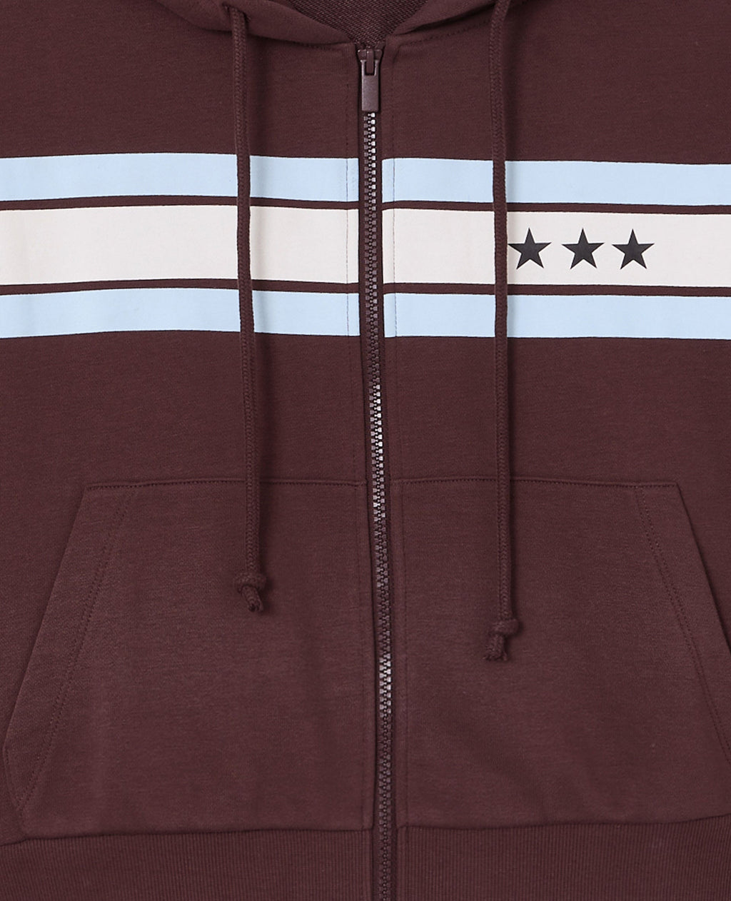 Sweat zippé capuche avec bandes et étoiles