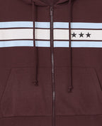 Sweat zippé capuche avec bandes et étoiles