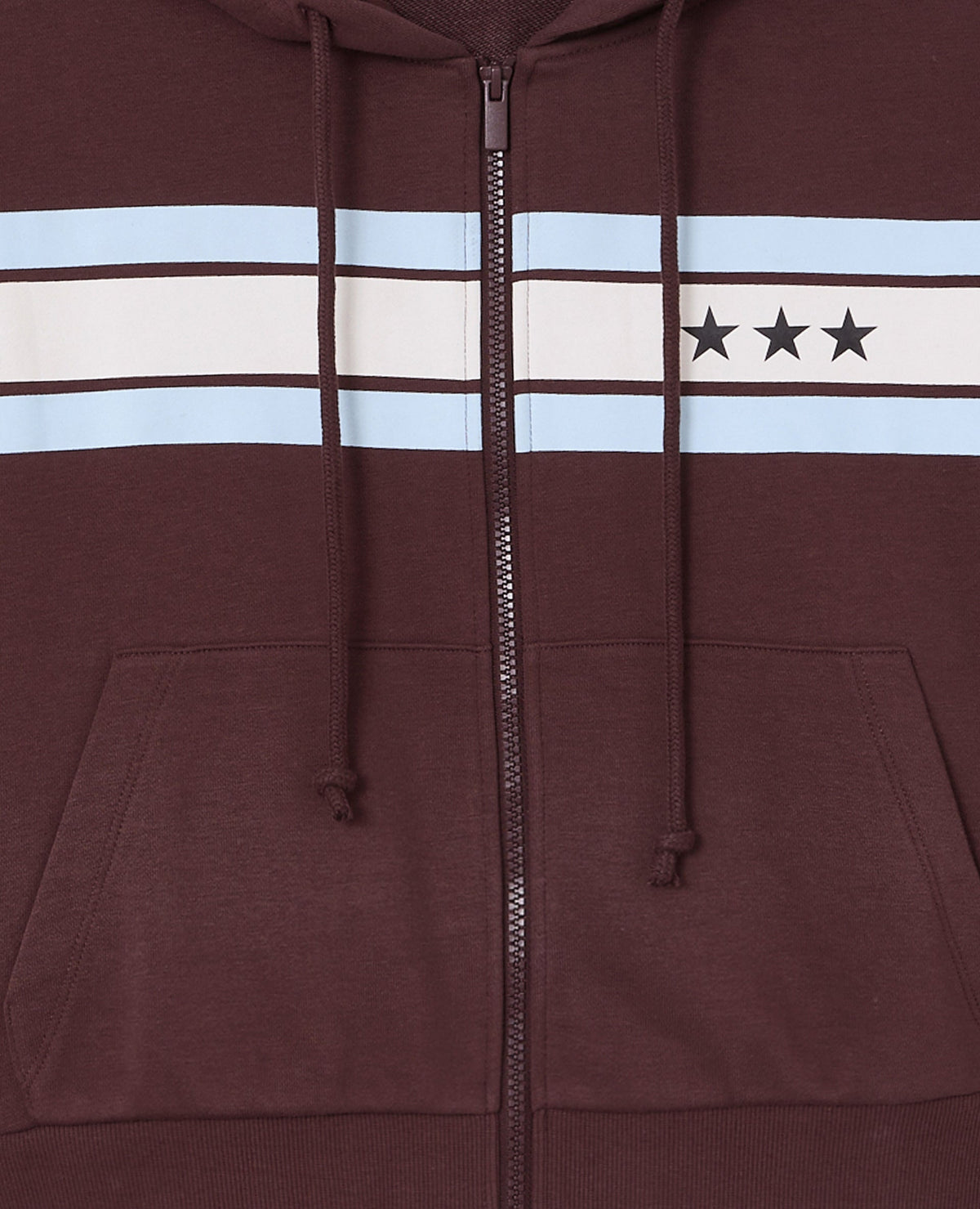 Sweat zippé capuche avec bandes et étoiles