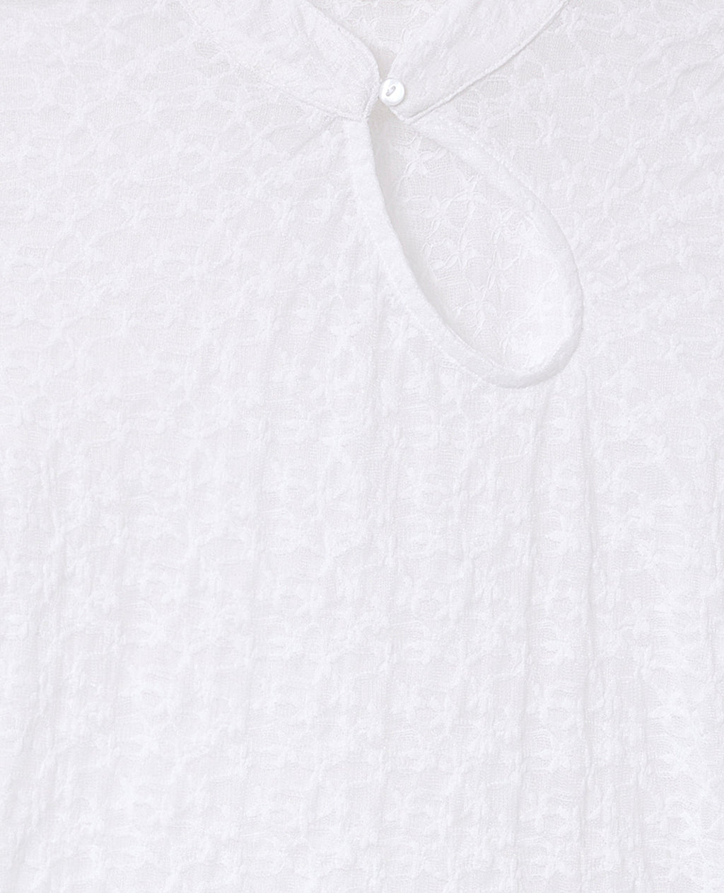 Top en dentelle col mao avec goutte et bouton