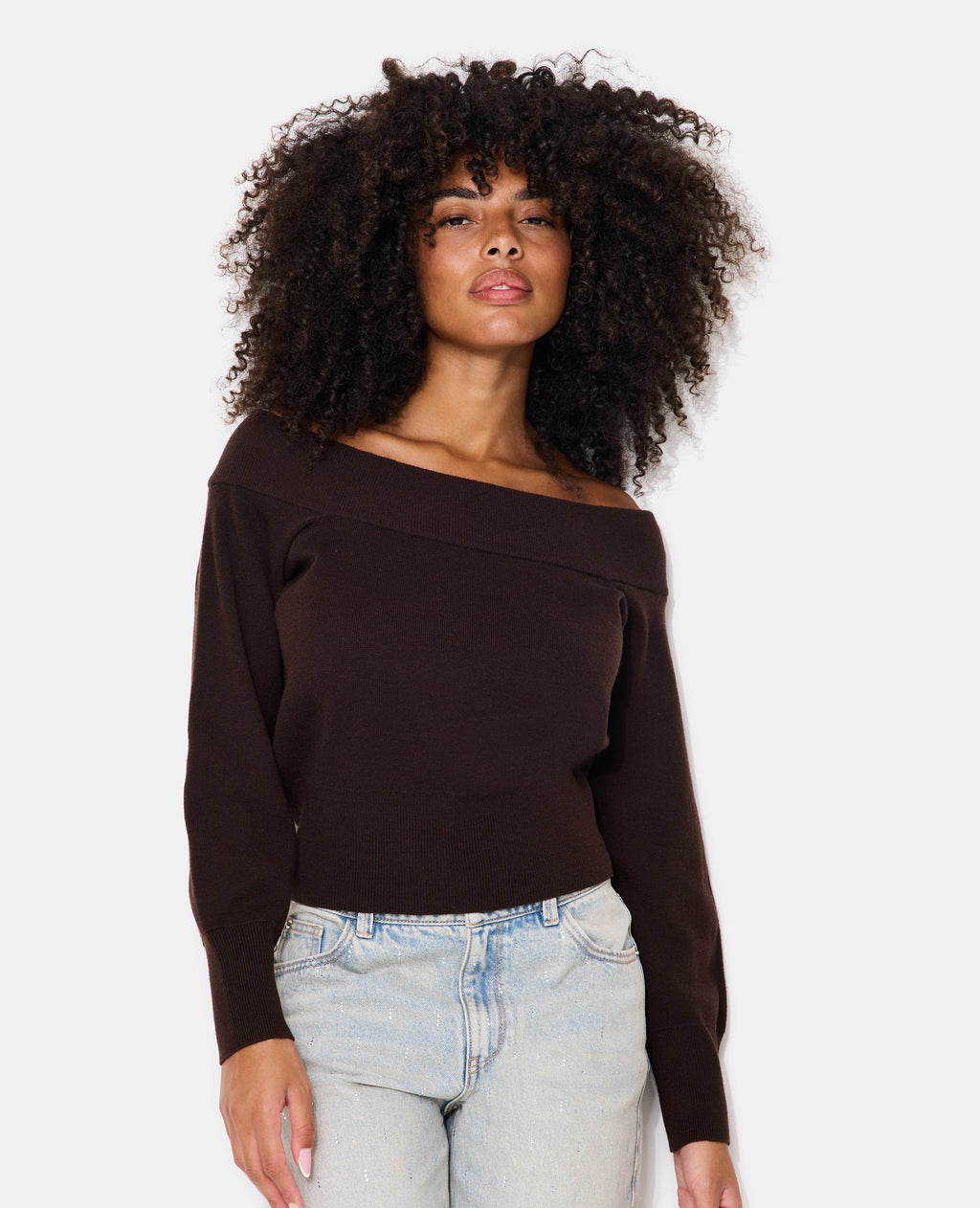 Pull manches longues encolure Bardot