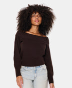 Pull manches longues encolure Bardot