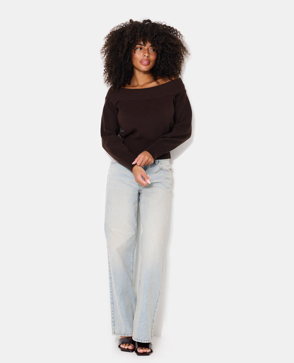 Pull manches longues encolure Bardot
