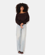 Pull manches longues encolure Bardot