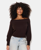 Pull manches longues encolure Bardot