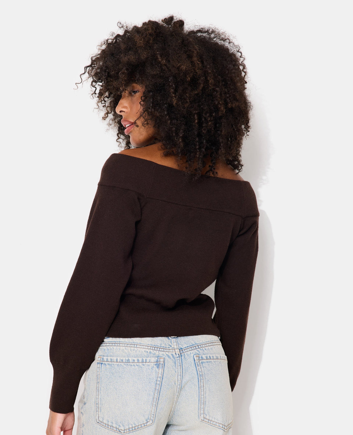 Pull manches longues encolure Bardot