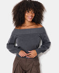 Pull manches longues encolure Bardot