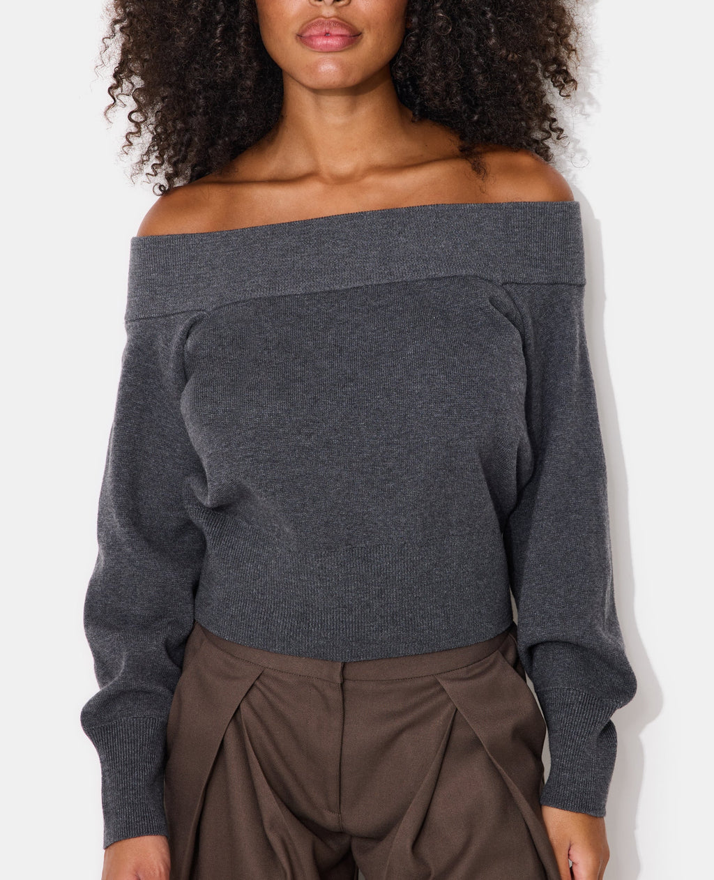 Pull manches longues encolure Bardot