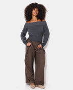 Pull manches longues encolure Bardot