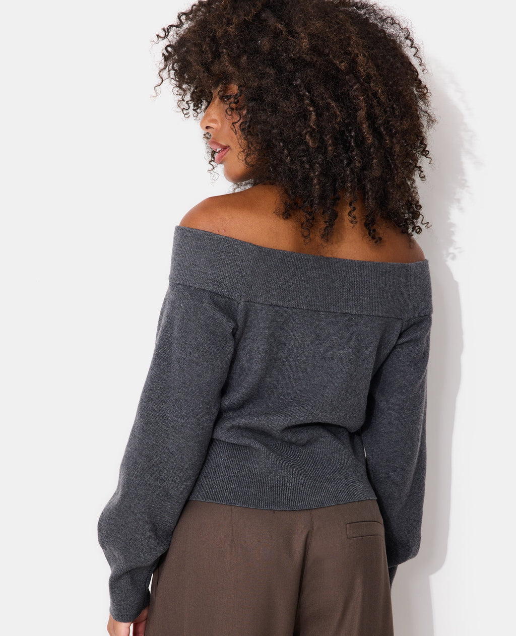 Pull manches longues encolure Bardot