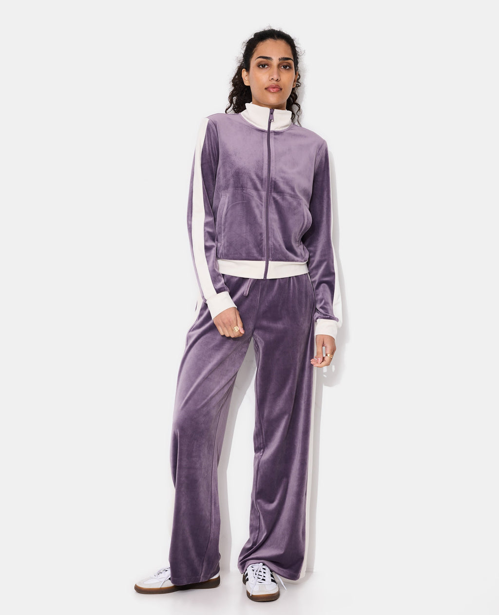 Veste zippée en velours bicolore