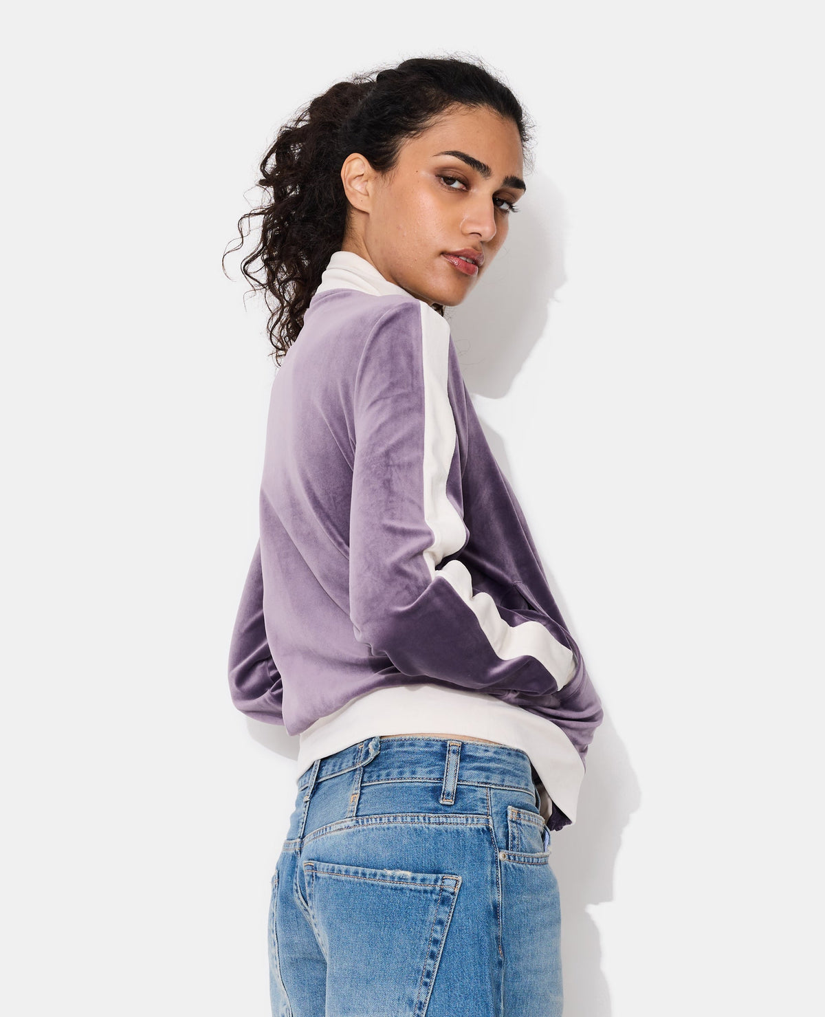Veste zippée en velours bicolore