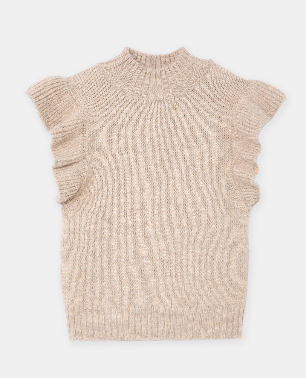 Pull sans manches avec volants et col montant