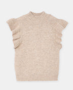 Pull sans manches avec volants et col montant