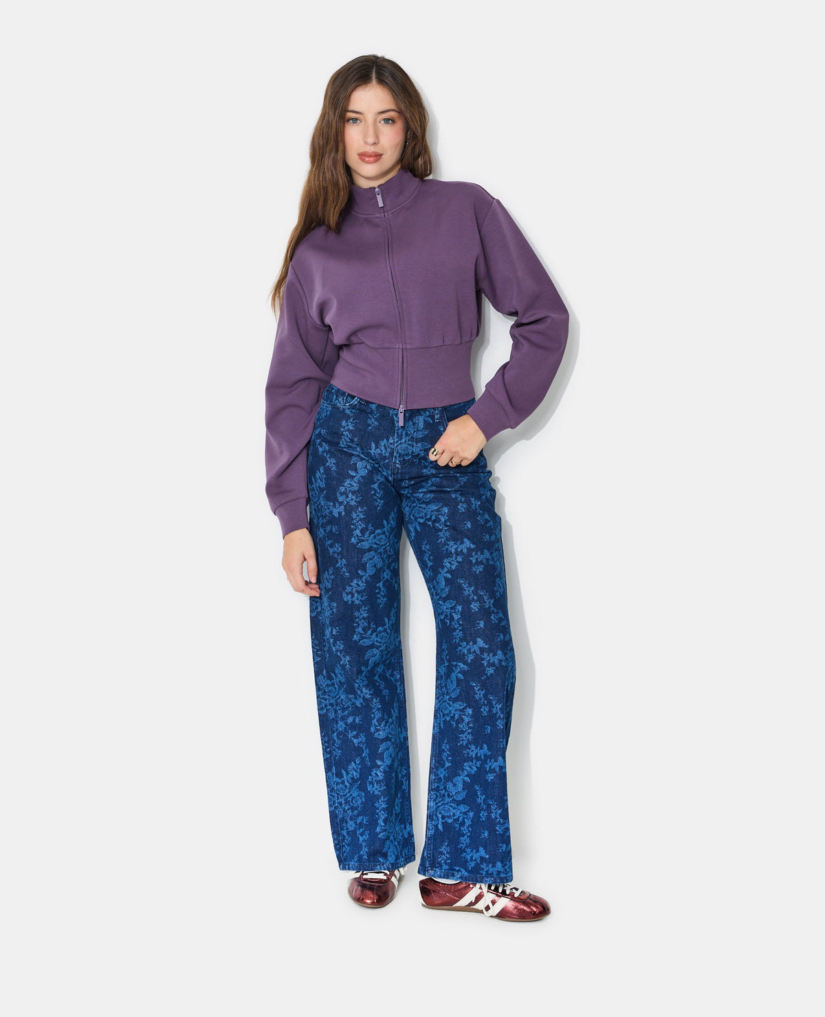 Veste zippée col montant avec taille resserrée