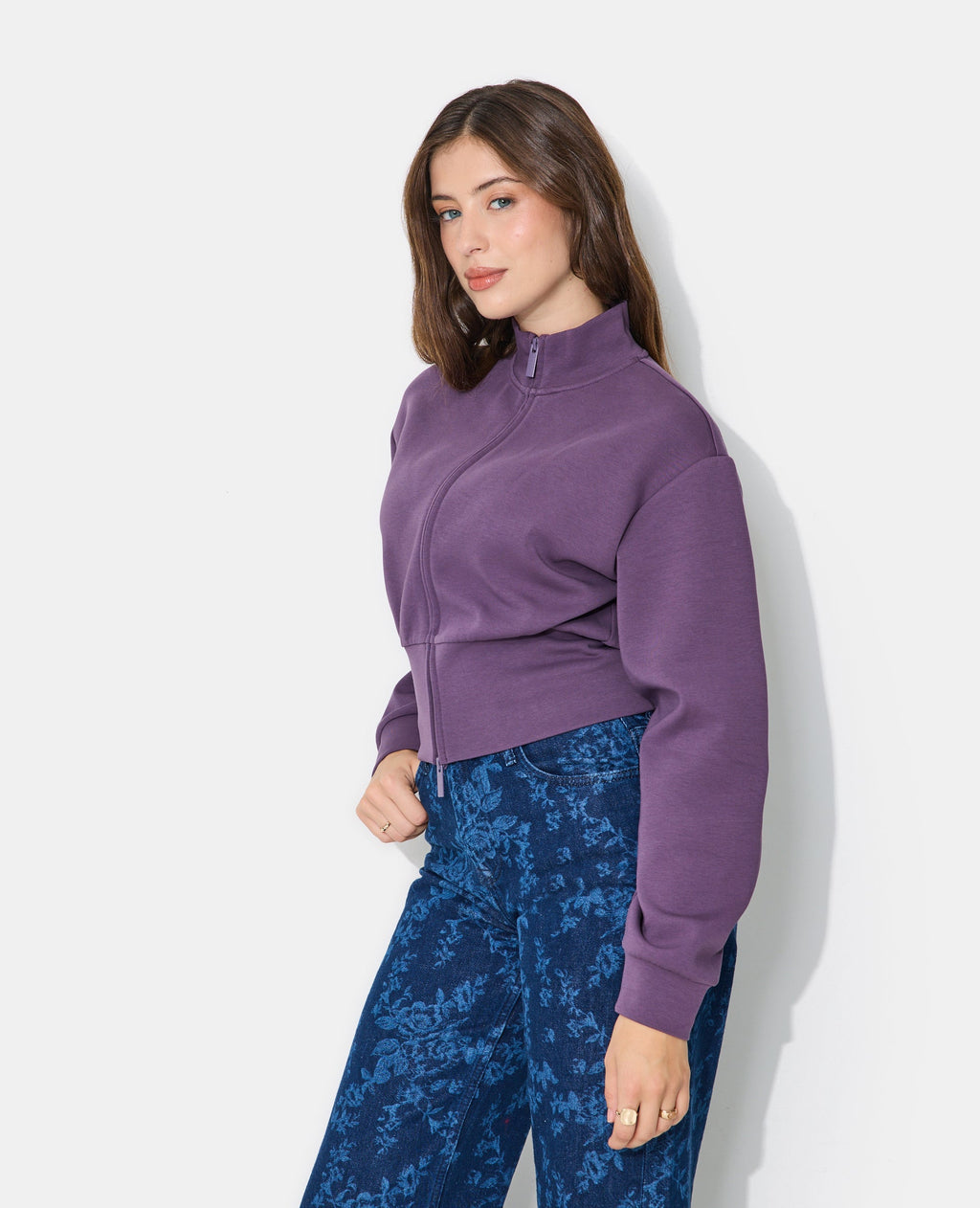 Veste zippée col montant avec taille resserrée