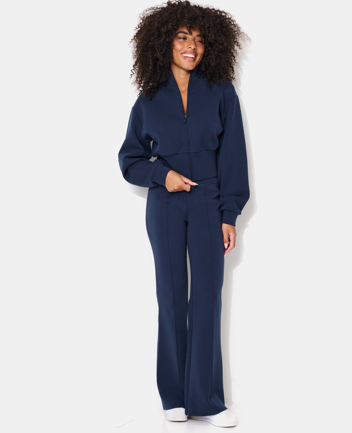 Veste zippée col montant avec taille resserrée