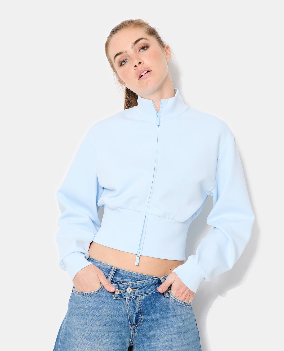 Veste zippée col montant avec taille resserrée