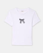 T-shirt ajusté avec print nœud dentelle