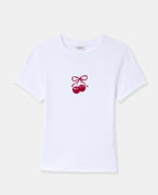 T-shirt ajusté avec print cerises et nœud