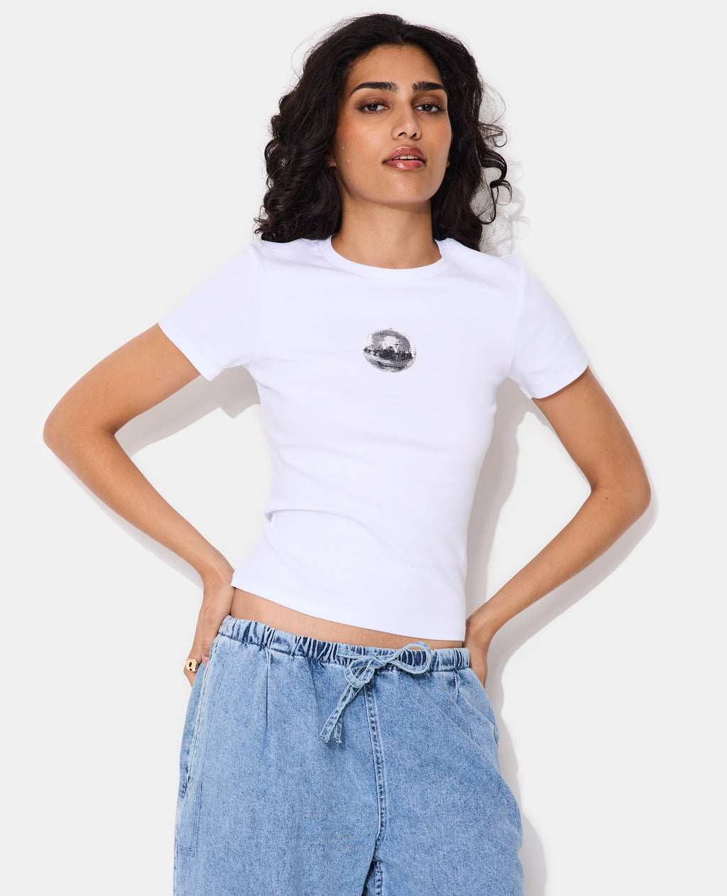 T-shirt ajusté avec print boule à facettes