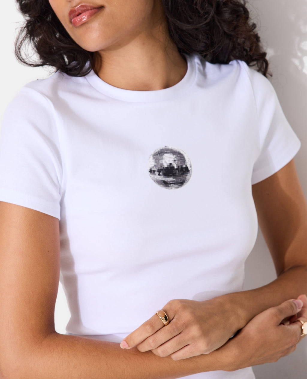 T-shirt ajusté avec print boule à facettes