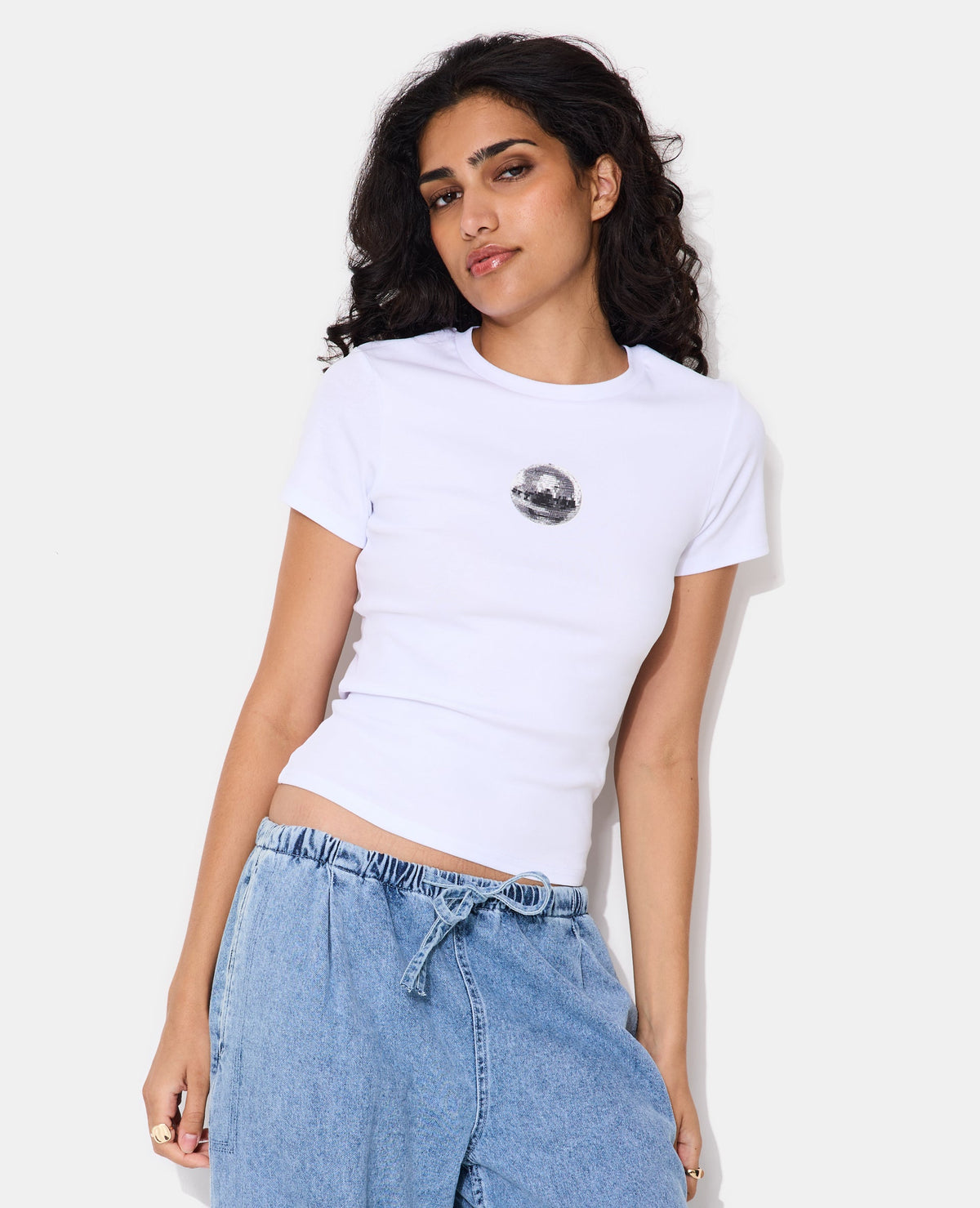 T-shirt ajusté avec print boule à facettes
