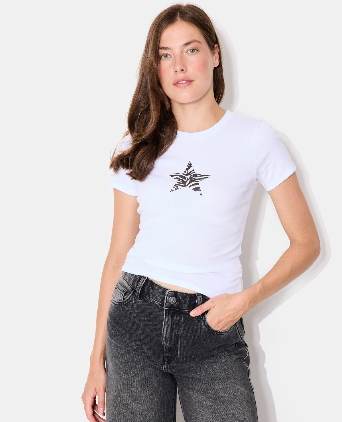 T-shirt ajusté avec print étoile zébrée