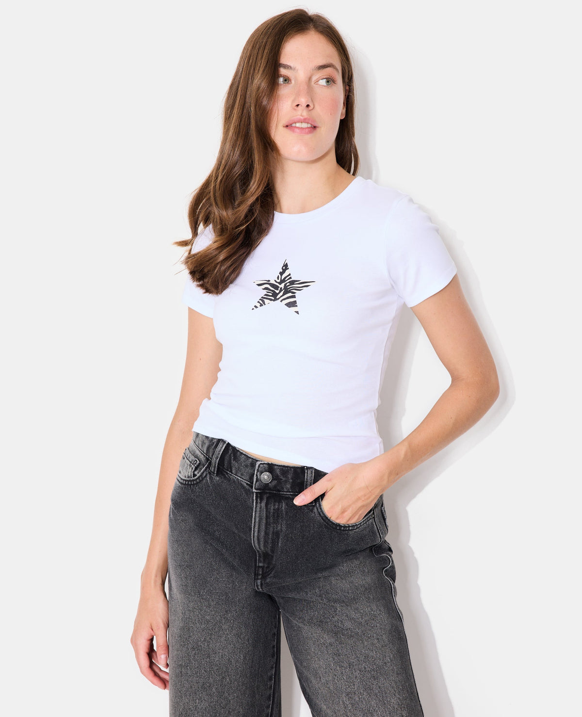 T-shirt ajusté avec print étoile zébrée
