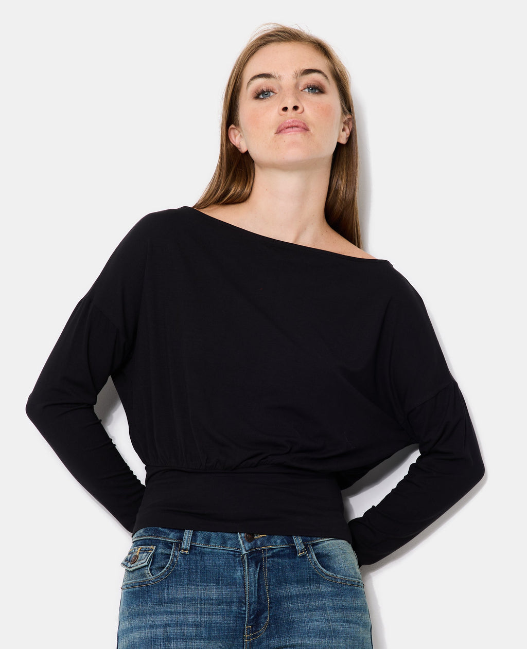 T-shirt manches longues taille resserrée