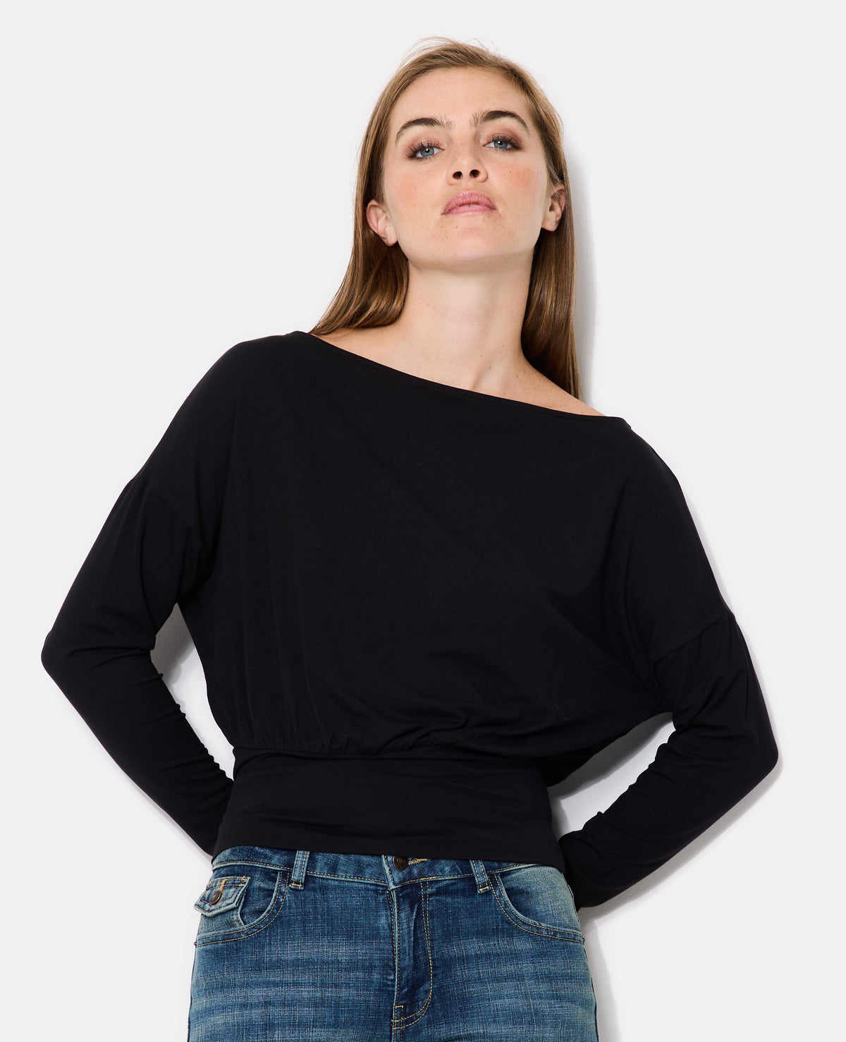 T-shirt manches longues taille resserrée