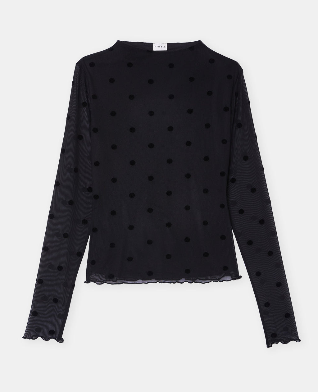 T-shirt manches longues en résille pois velours