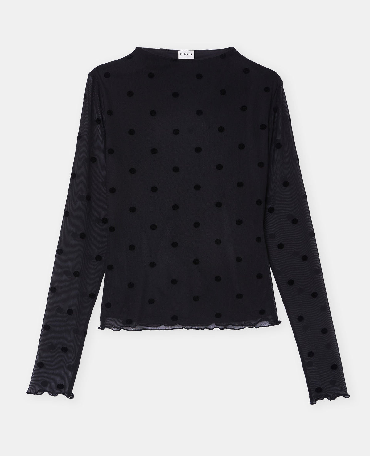 T-shirt manches longues en résille pois velours