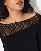 T-shirt asymétrique manches longues avec dentelle