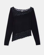 T-shirt asymétrique manches longues avec dentelle