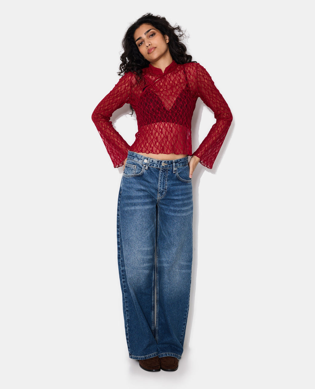 Top en dentelle esprit asiatique