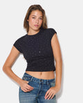 T-shirt sans manches avec strass en all over