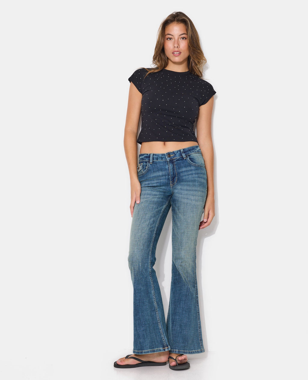 T-shirt sans manches avec strass en all over