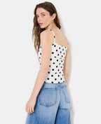 Débardeur fines bretelles motif pois
