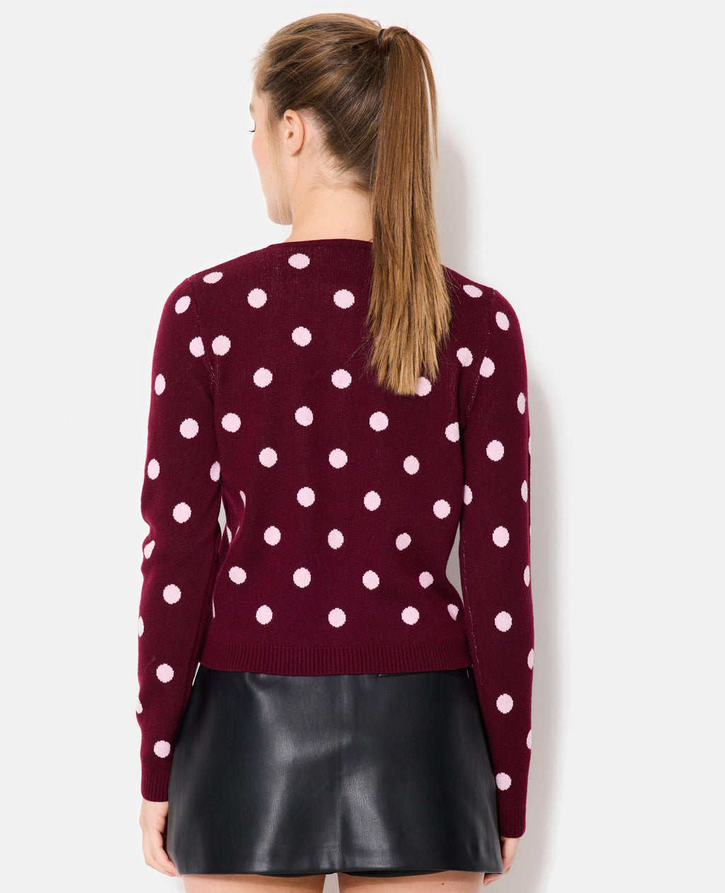 Gilet col rond à pois
