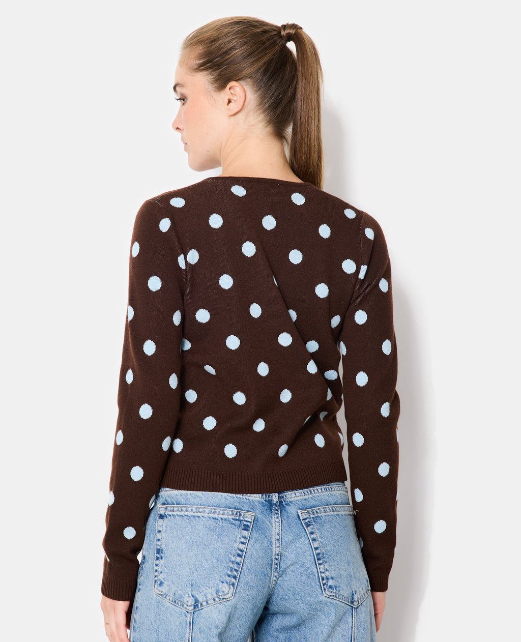 Gilet col rond à pois